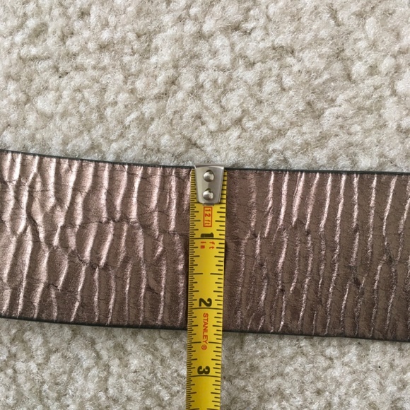WCM New York Solid Brass Buckle Grommets Metallic Leather Wide Belt L Boho Punk - Picture 16 of 16